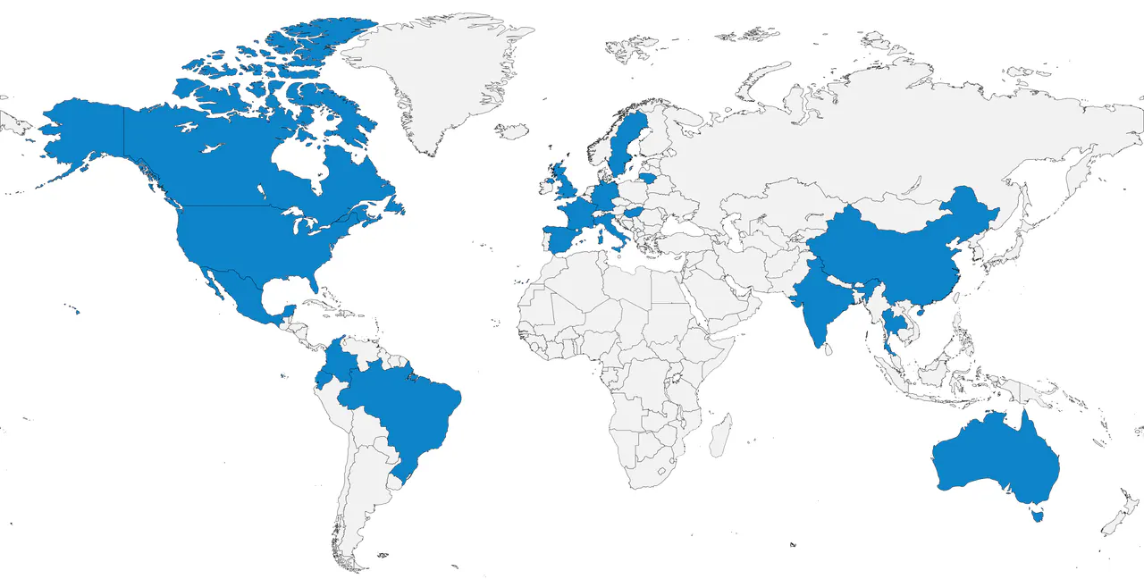 World map showing Kyrtech's global presence across 18 countries